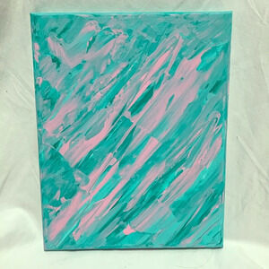 Original 8x10 Painting Pink & Green on Canvas